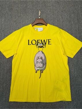 🚩steal Loewe Yellow Graphic T-Shirt with Cartoon Print